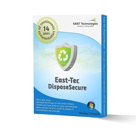East-Tec DisposeSecure: Safely Delete (Wipe) Data From PC Hard Drives, Disks or Partitions (Includes 5 Sanitizations)