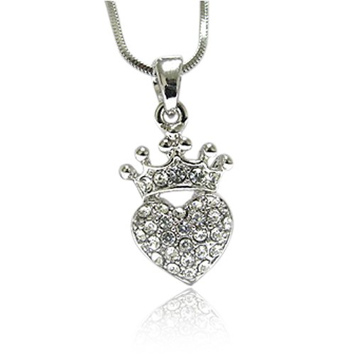 Crystal Crowned Heart Pendant Necklace Fashion Jewelry