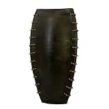 Traingle Mouth Vase Small, Handmade Terracotta with Abaca rope accent