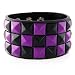 New Triple and Double Studded Punk Rock Wristband Bracelets Purple / Black