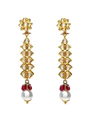 22Kt Yellow Gold Diamond Pave Dangle Gemstone Earrings Jewelry By Socheec