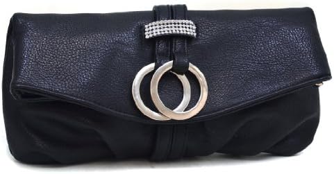 Dasein Ring Tassel Foldover Clutch - Black