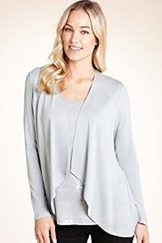 Sequin Striped Waterfall Mock Layer Top