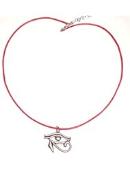 Health and Beauty: Bronze Eye of Horus Charm 18" Red Wax Cord Necklace w/ Extender Chain - optimisticsoul