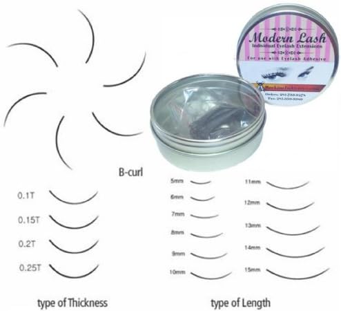 Modern Lash EyeLash Extensions B - Curl Lashes .15mm Thick 0.5 gram Choose Length (8mm Long)
