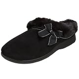 Dearfoams Women's Microfiber Velour Slipper,Black,9 M