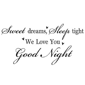 Sweet Dreams, Sleep Tight We Love You Good Night 19x38 vinyl lettering wall sticker decal art decor home