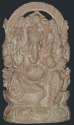Five Headed Lord Ganesh Sculpture Ganesha Hand Carved Stone Statue 9"