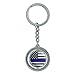 Thin Blue Line American Flag Spinning Round Chrome Plated Metal Keychain Key Chain Ring
