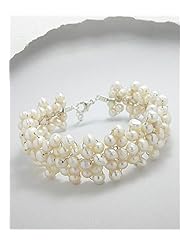 White (Natural) Fresh Water Pearls Bracelet In Zinc