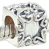 ENGRAVABLE Sterling Silver SQUARE SLIDE BEAD fits Pandora Biagi Chamilia Bracelet