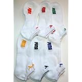 Puma Men's Sportlifestyle No Show Socks 6 Pair Made with Sorbtek - Sock Size: 10-13 - White-Multi color Trim