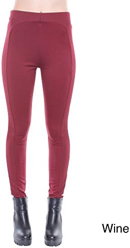 Junior's Burgundy Detailed High Waisted Leggings L26815PJ,WINE,M