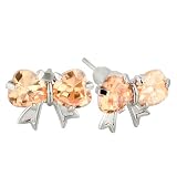 Pugster Yellow Bowknot Swarovski Citrine Stud Earrings