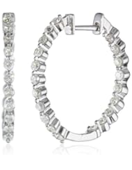 10KW 1.00 Cttw White Diamond Hoop Earrings