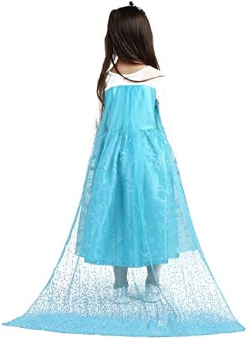 Crystalbella Fashion Girls Snow Queen Anna Costume Child Snow Princess Dresses (US-7, Elsa-F4)