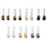 Sterling Silver 7-8mm Baroque Freshwater Cultured Pearl Dangle Earrings in Assorted Colors, Set of 7