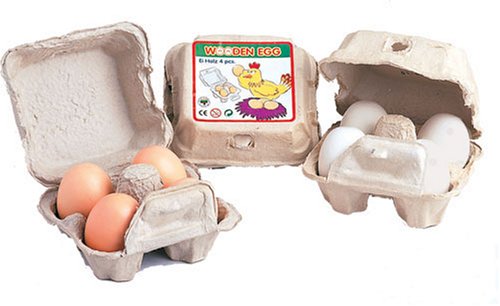 41qODogLvmL 4 Wooden Eggs in a Carton