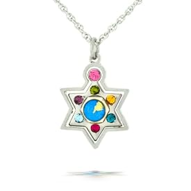 Multicolor Star of David Necklace #2304M