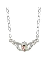 Black Hills Gold Silver Claddagh Necklace Anklet and Bracelet Irish Jewelry Set