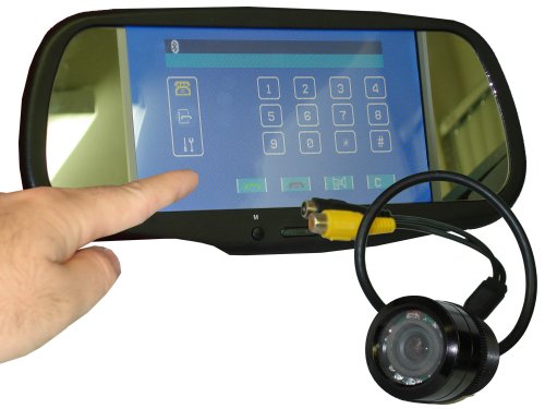 Bumper Back up camera with a 7 Bluetooth Rearview Mirror plays video and Ipod