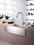 Kraus 16 gauge 33 Stainless Steel Farmhouse Kitchen Sink, Faucet and Dispenser Set - KHF200-33-KPF1621-KSD30CH