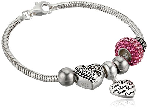 Sterling Silver “Love” and “Family” Charm Bracelet, 7.5″ image