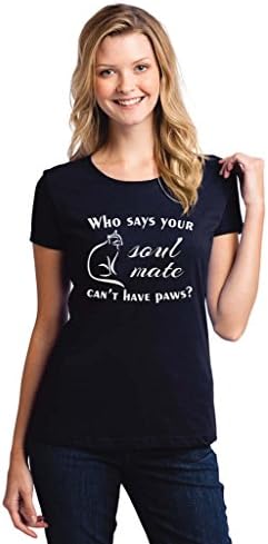 Stack Tees Company Women's Pet Cat Kitty Furry Soul Mate T-shirt Medium Navy