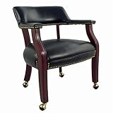 IMAGE OF Guest Chair in Vinyl with Casters Oxblood Vinyl/Mahogany Frame