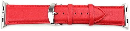 Apple Watch Band, Foreginx 38 mm Grain Leather Strap Wrist Band Replacement Metal Clasp for Apple Watch All Models 38 mm (Leather - Red)