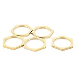 uxcell 六角ナット・パイプ　ロック・ナット　真鍮　真鍮製トーン　3/4BSPメスねじ　5個入り