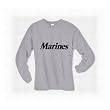 Marines Long Sleeve T-Shirt - Authentic Military Style Physical Training T-Shirt in gray