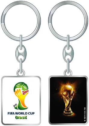 World Cup 2014 Porte clé Coupe du Monde officiel FIFA double face Jaune 30 x 37 x 3,5 mm