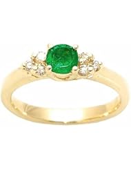 14K Yellow Gold Emerald and Diamond Ring -- LIFETIME WARRANTY