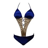 Plunge Push Up Monokini Swimsuit Blue Bronze