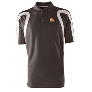 NFL Men's Cleveland Browns Point Desert Dry Polo Shirt (Brown/White, Small)