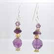 Faceted Amethyst Gemstone Bead Dangle Earrings with Gold Vermeil and Sterling Silver Accents, #9434