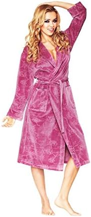 Wanmar Women's Luxury Soft Cotton Bath Robe Housecoat Dressing Gown Bathrobe 8 Dusty Pink