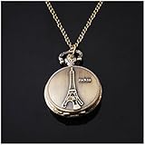 Bronze Vintage Eiffel Tower Paris Women Bronze Chain Necklace Pocket Watch By Chonlyshop