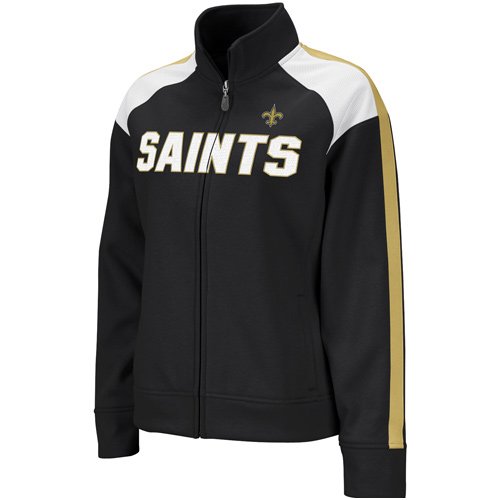 Reebok New Orleans Saints Ladies Black Bonded Full Zip Track Jacket (Large)