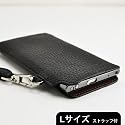 PRADA Phone L-02D スマートフォン ストラップ付 レザー ケース L 【 ブラック 】
