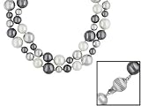 10-14MM COLOR ENHANCED GRAY PLATINUM WHITE MANMADE ORGANIC MOTHER OF PEARL STERLING SILVER NECKLACE
