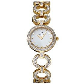 Bulova 98V26 Crystal Series Mother of Pearl Dial Ladies Watch