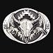 Pewter Belt Buckle - Buffalo Skull/Bisons (Diamond Cut) - Pewter Belt Buckle