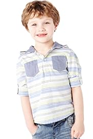Pure Cotton Hooded Striped Shirt