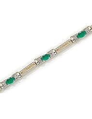14kt Yellow Gold Oval Emerald and Diamond Bracelet