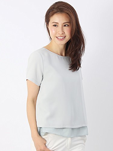 (ザ・スーツカンパニー) ハンドウォッシュ/ラウンドネック サイドスリットティアード半袖ブラウス ミントグリーン