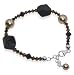 Black Swarovski Crystal & Faux Pearl Sterling Silver 7 7.5 8 Adjustable Bracelet With Lobster Clasp