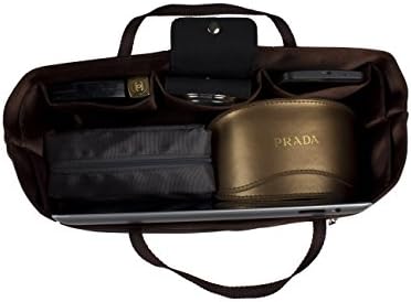 Handbag Organizer by ZoeyBag, LV Speedy Purse-Organizer with 9 Pockets + Side Concealed Zippered Storage for Credit Cards & Cash -Adds Structure to Any Bag - Protects Inside Lining of Purse Against Pen Marks, Cosmetic Stains MM Brown