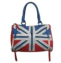 Union Jack Themed Zipper Hobo Shoulder Bag in Red & Blue -- SwankySwans